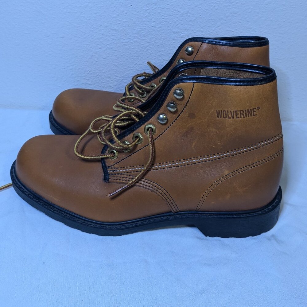 Wolverine Vintage 80's New w/o Box Men's size 8D Tan Work Leather Combat Boots